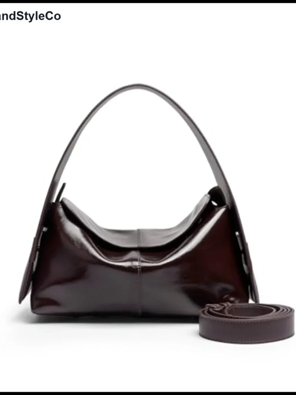 Vintage Glossy Faux Leather Hobo Shoulder Bag Convertible Crossbody Tote
